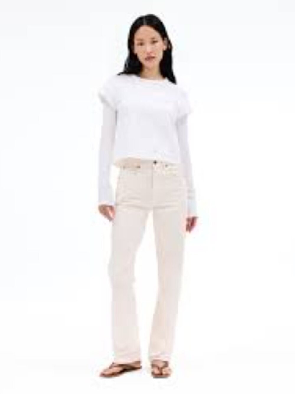 Slvrlake London High Rise Straight Leg Jean Ecru Size 27 FLAWED